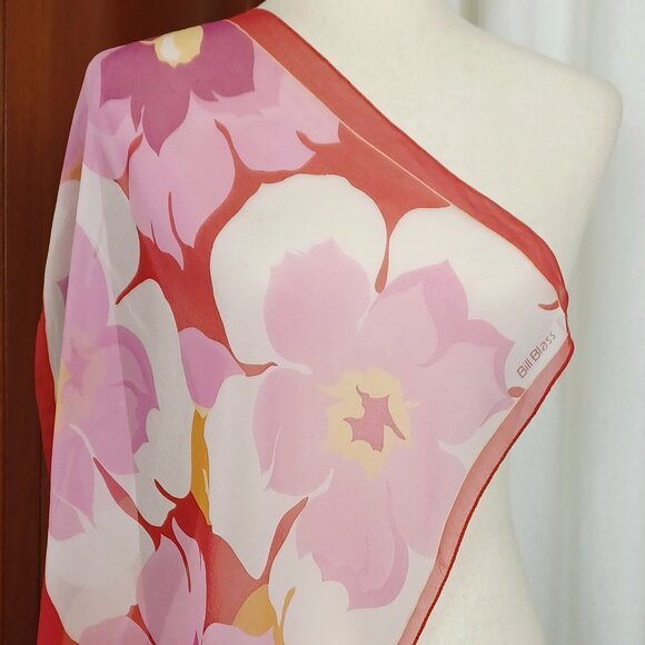 Vintage Bill Blass Sheer Silk Scarf, 20" Square - Picture 1 of 5